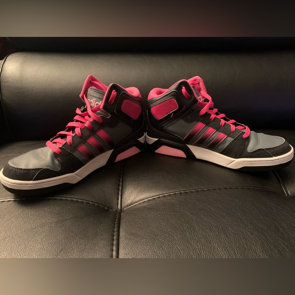 Adidas NEO Basketball Shoes Youth sz 7 BB9TIS Black | Gray | Pink - Picture 8 of 10